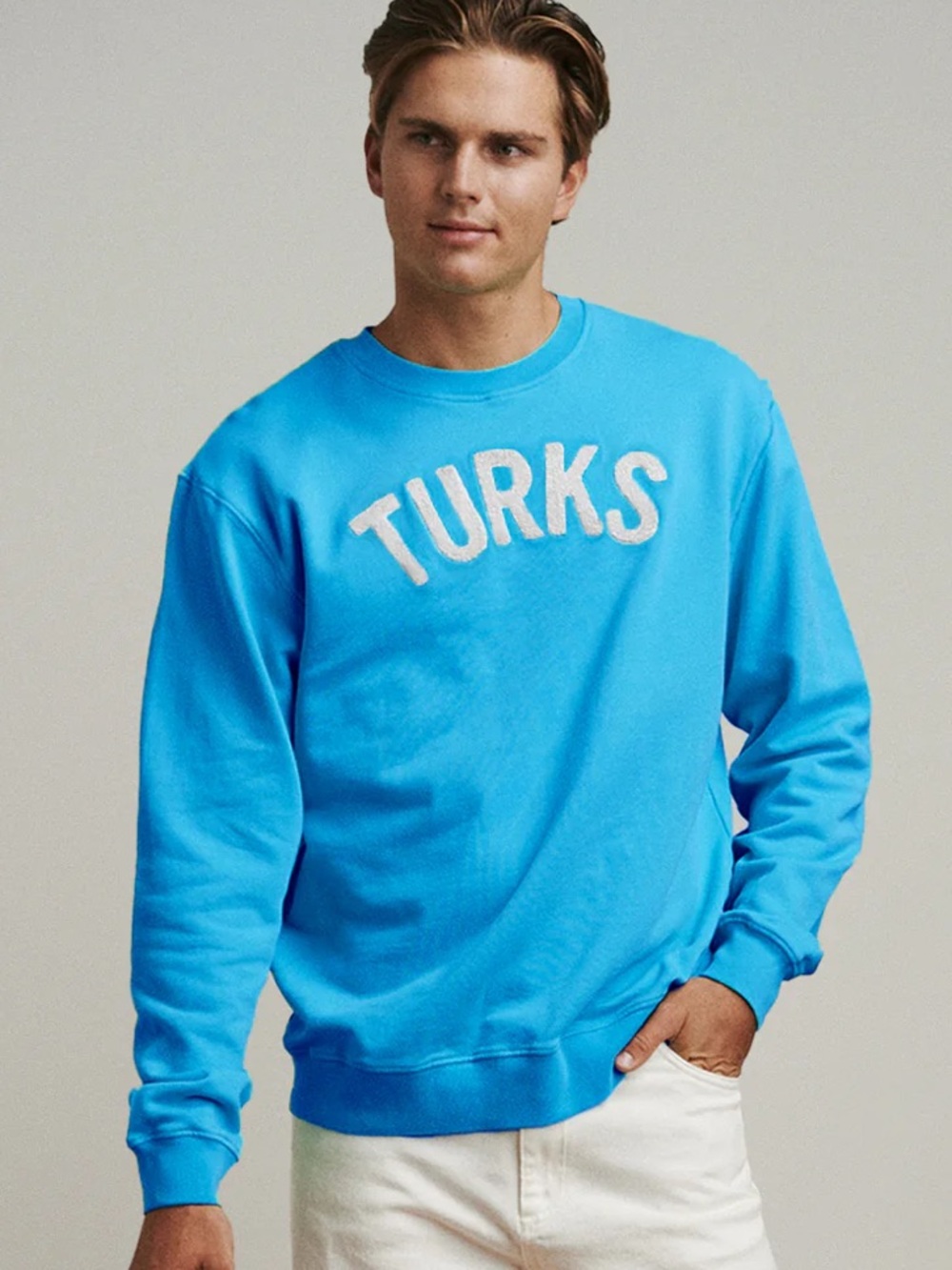 Turks OKAICOS  bright  Blue Crewneck Sweater - 100% cotton! XS